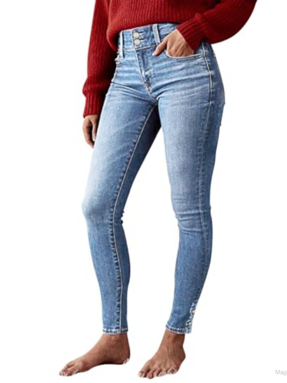 Flamingals Womens High Rise Butt Lifting Curvy Skinny Crop Jeans